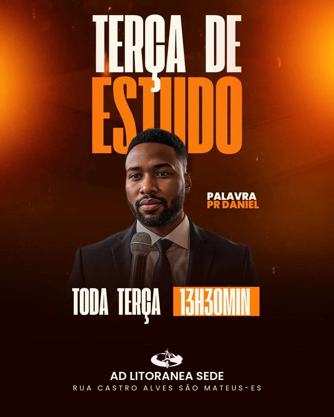 Terça de Estudo | Ensino Bíblico | Arte para Igreja Editável no Canva | Cartaz