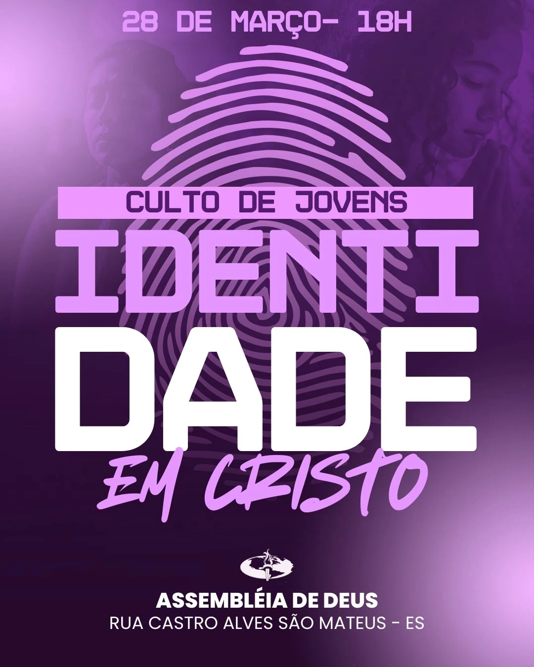 Culto de Jovens - Identidade | Culto de Jovens | Arte para Igreja Editável no Canva | Cartaz