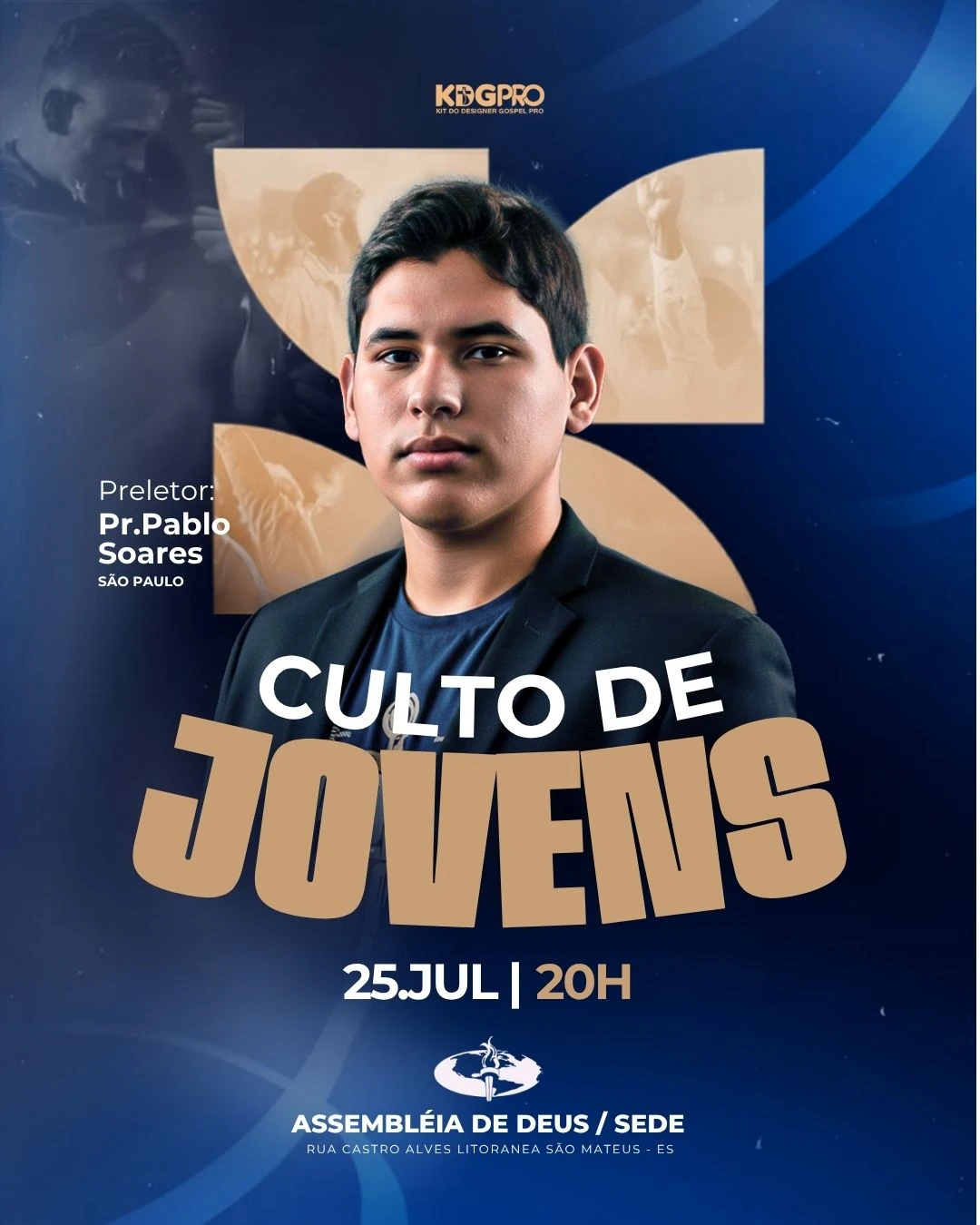 Culto de Jovem Pr.Pablo | Culto de Jovens | Arte para Igreja Editável no Canva | Cartaz