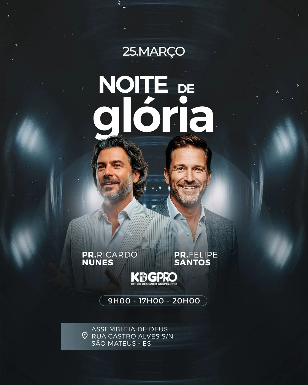 Noite de Glória | Eventos | Arte para Igreja Editável no Canva | Cartaz