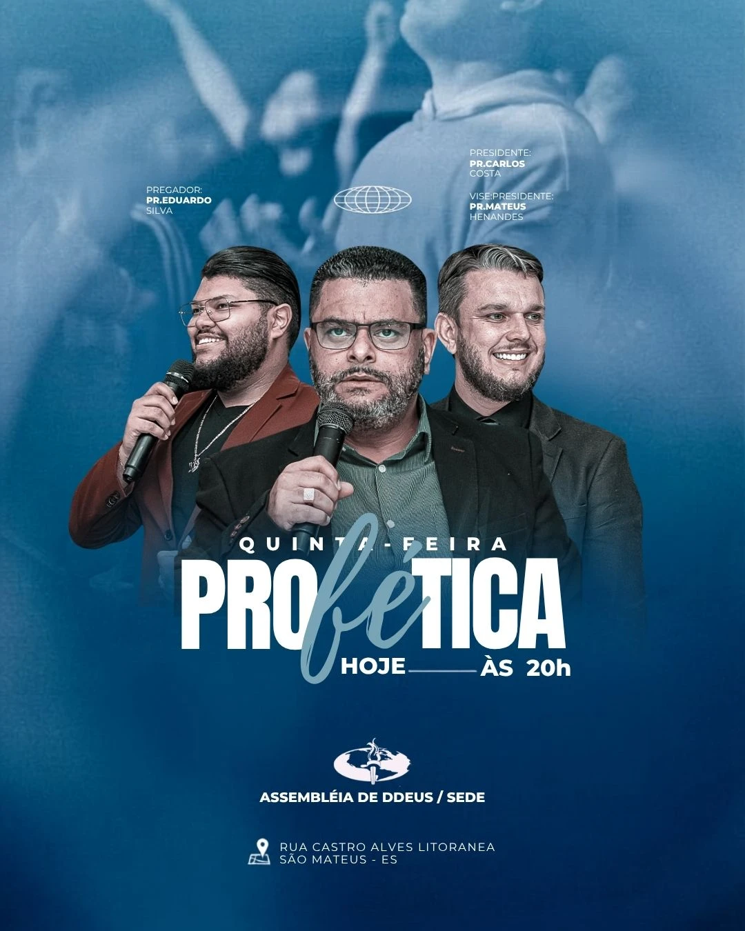 Quinta Profética 20h | Eventos | Arte para Igreja Editável no Canva | Cartaz