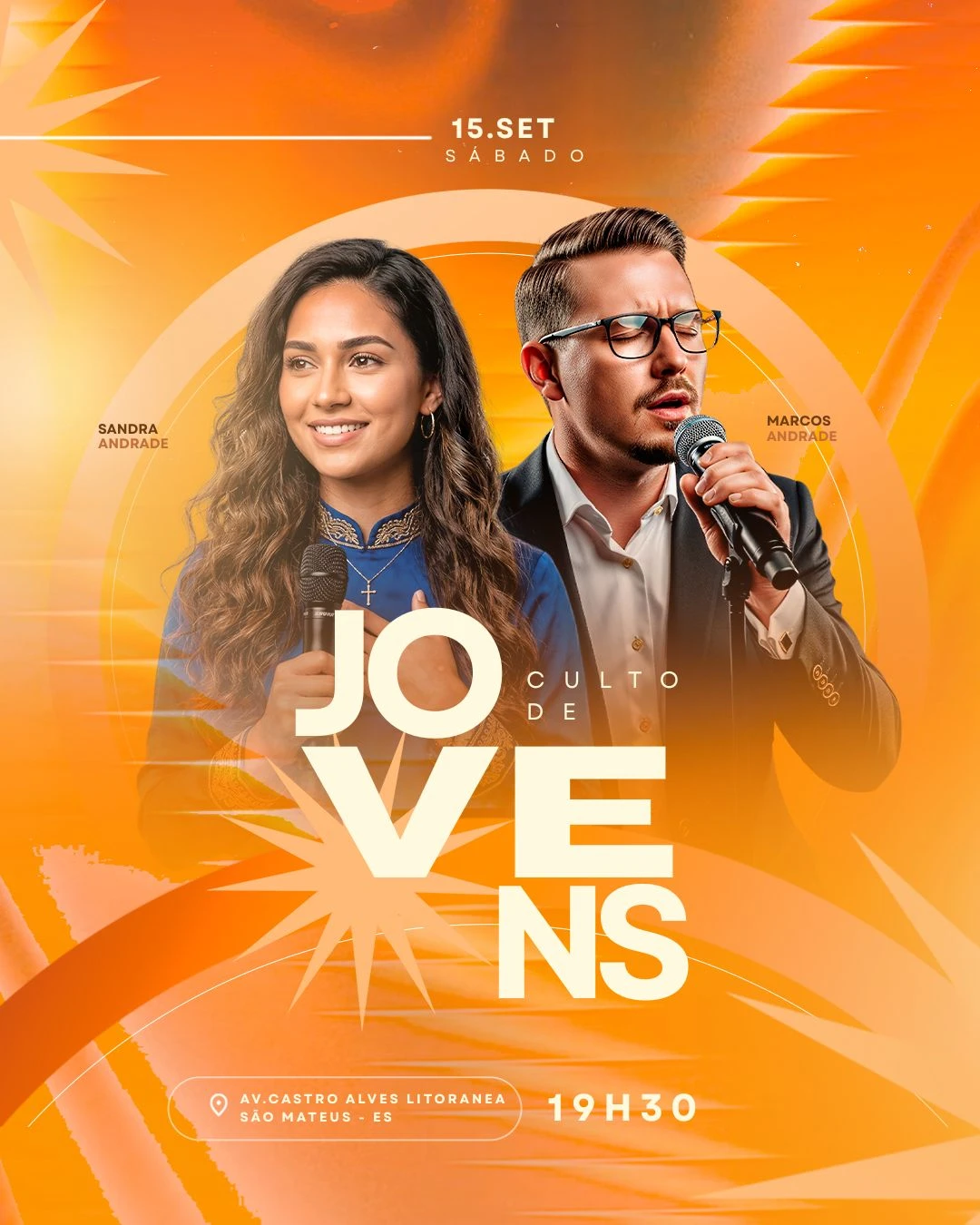 Culto de Jovens 15.Setembro | Culto de Jovens | Arte para Igreja Editável no Canva | Cartaz