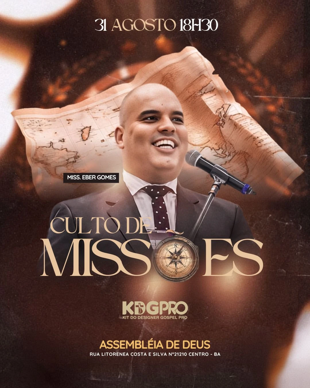 Culto de missões | Arte para Igreja Editável no Canva | Cartaz