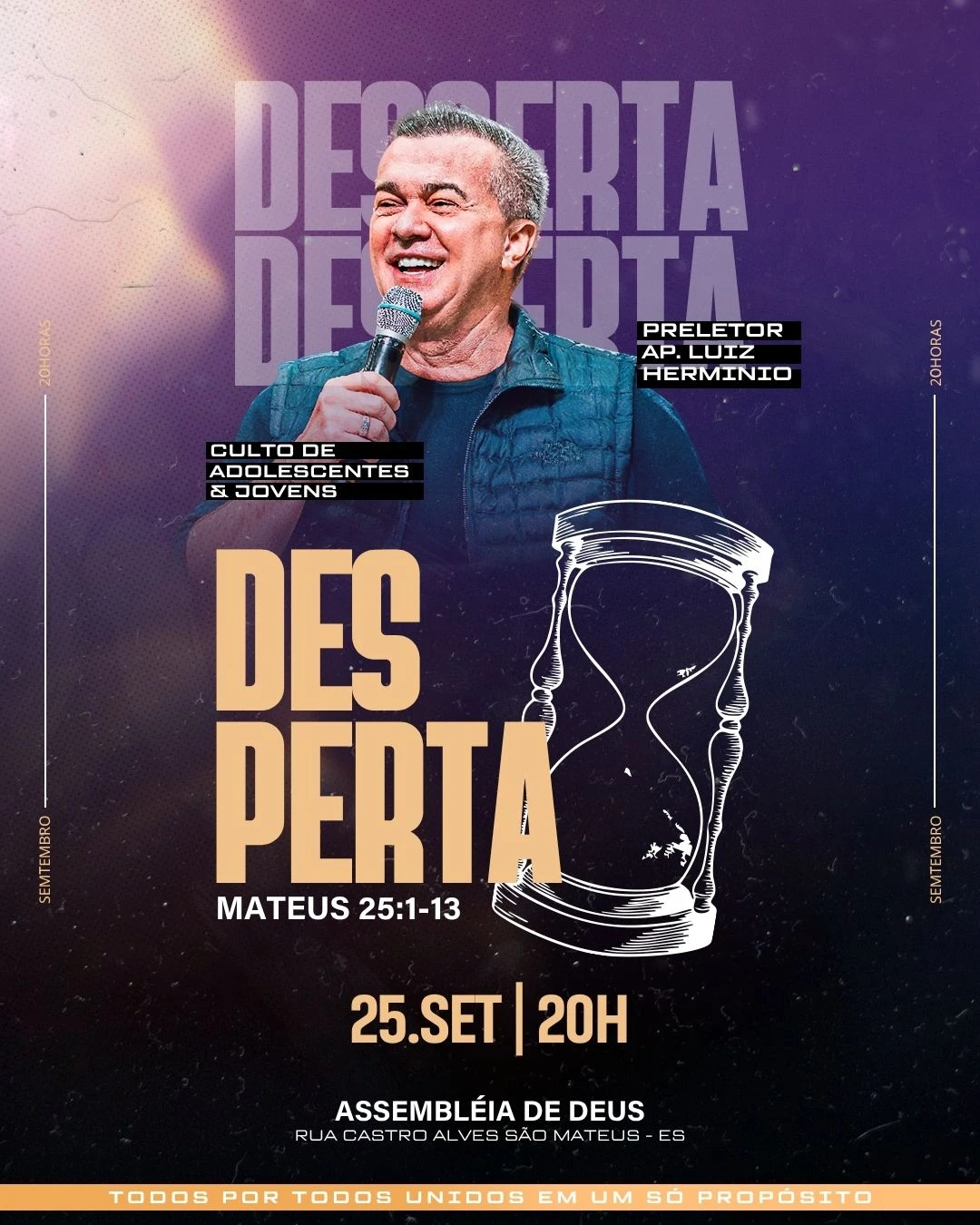 Desperta Pr.Luiz Herminio | Eventos | Arte para Igreja Editável no Canva | Cartaz