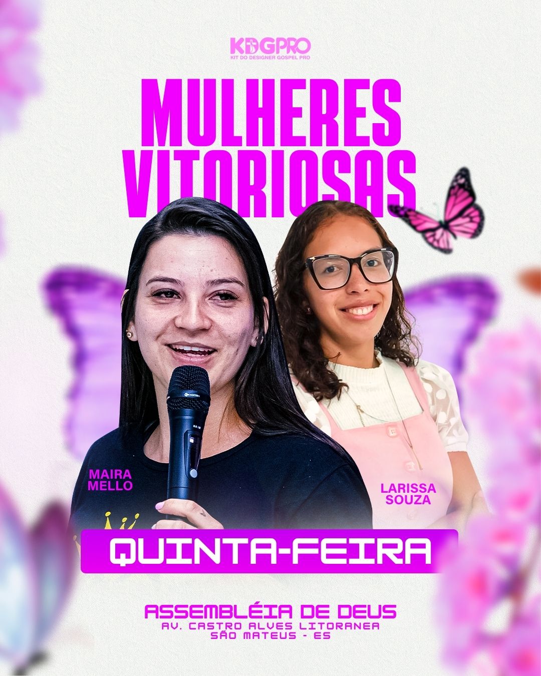 Mulheres Vitoriosas em Deus | Culto de Mulheres | Arte para Igreja Editável no Canva | Cartaz