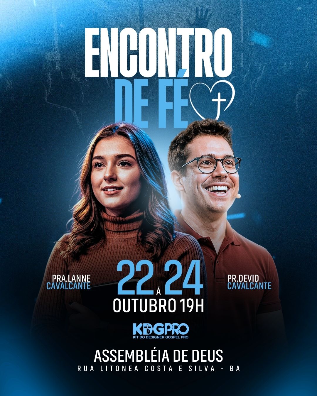 Encontro de fé | Eventos | Arte para Igreja Editável no Canva | Cartaz