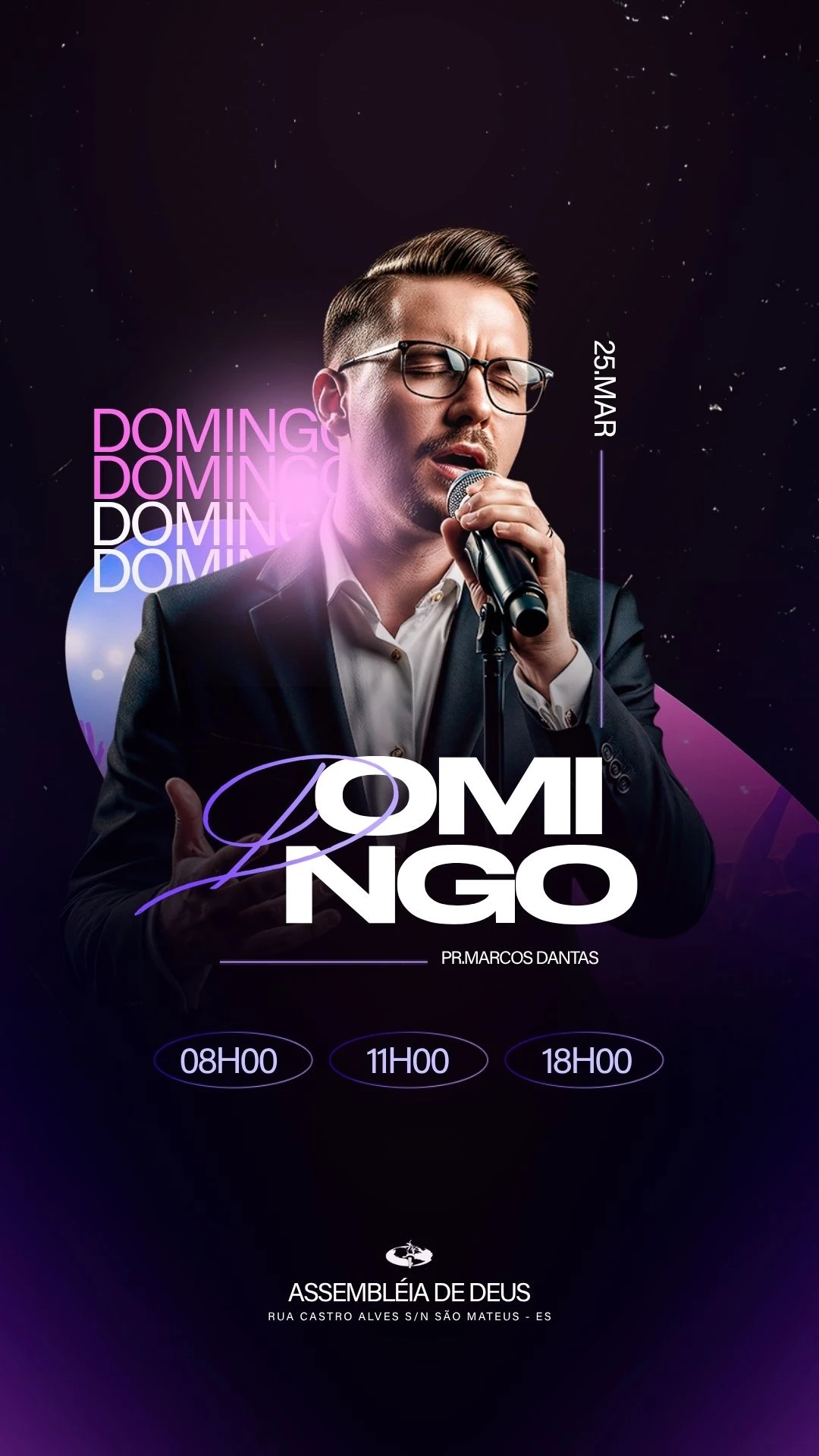 Domingo 25.Março | Eventos | Arte para Igreja Editável no Canva | Story