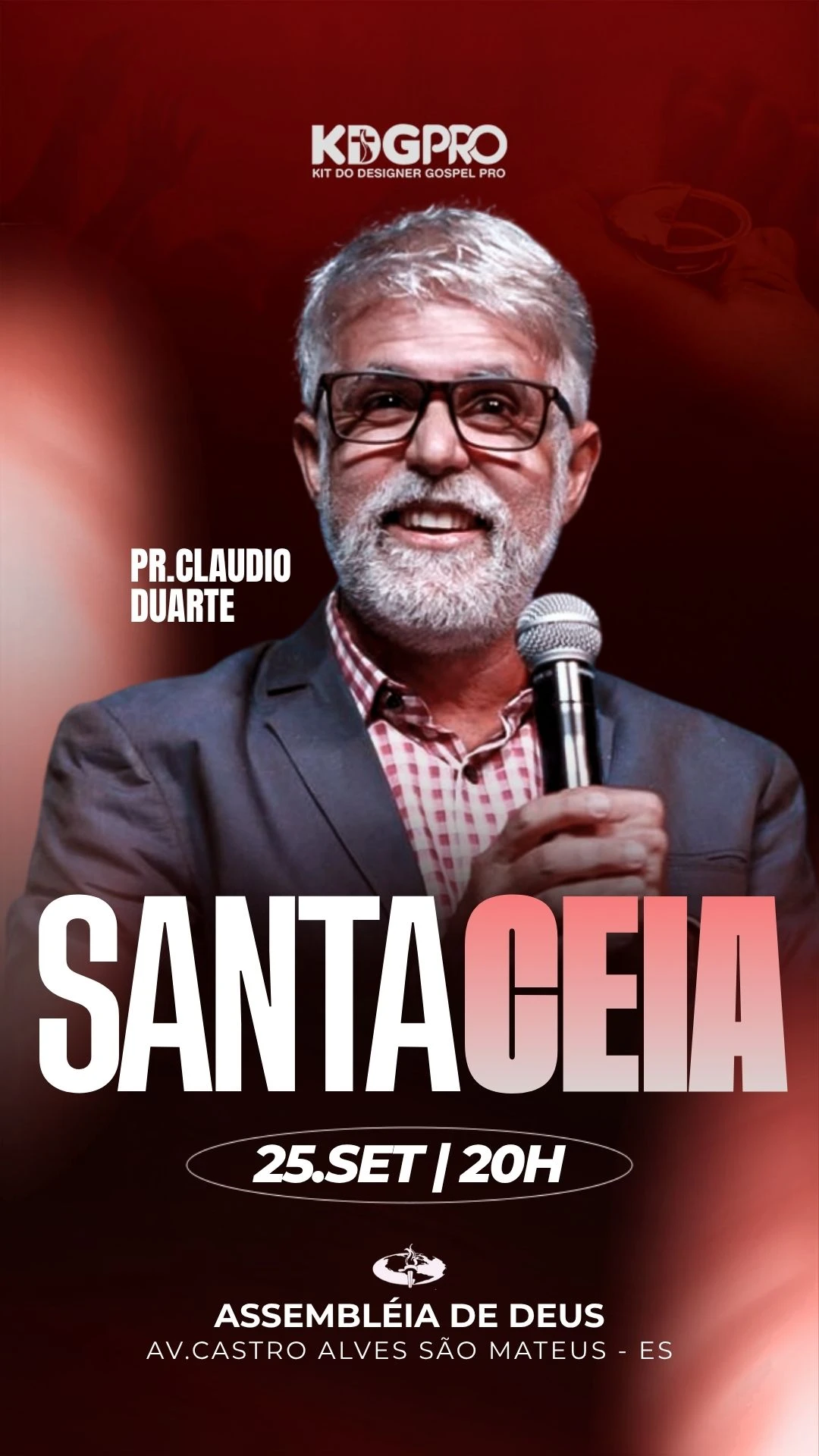 Santa Ceia Pr.Claudio Duarte | Culto de Ceia | Arte para Igreja Editável no Canva | Story
