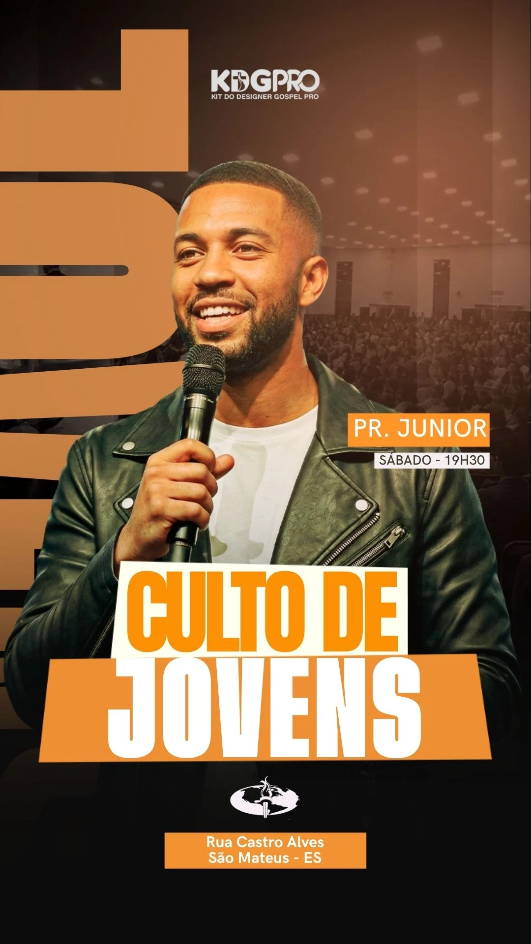 Culto de Jovens - Pr.Junior | Culto de Jovens | Arte para Igreja Editável no Canva | Story