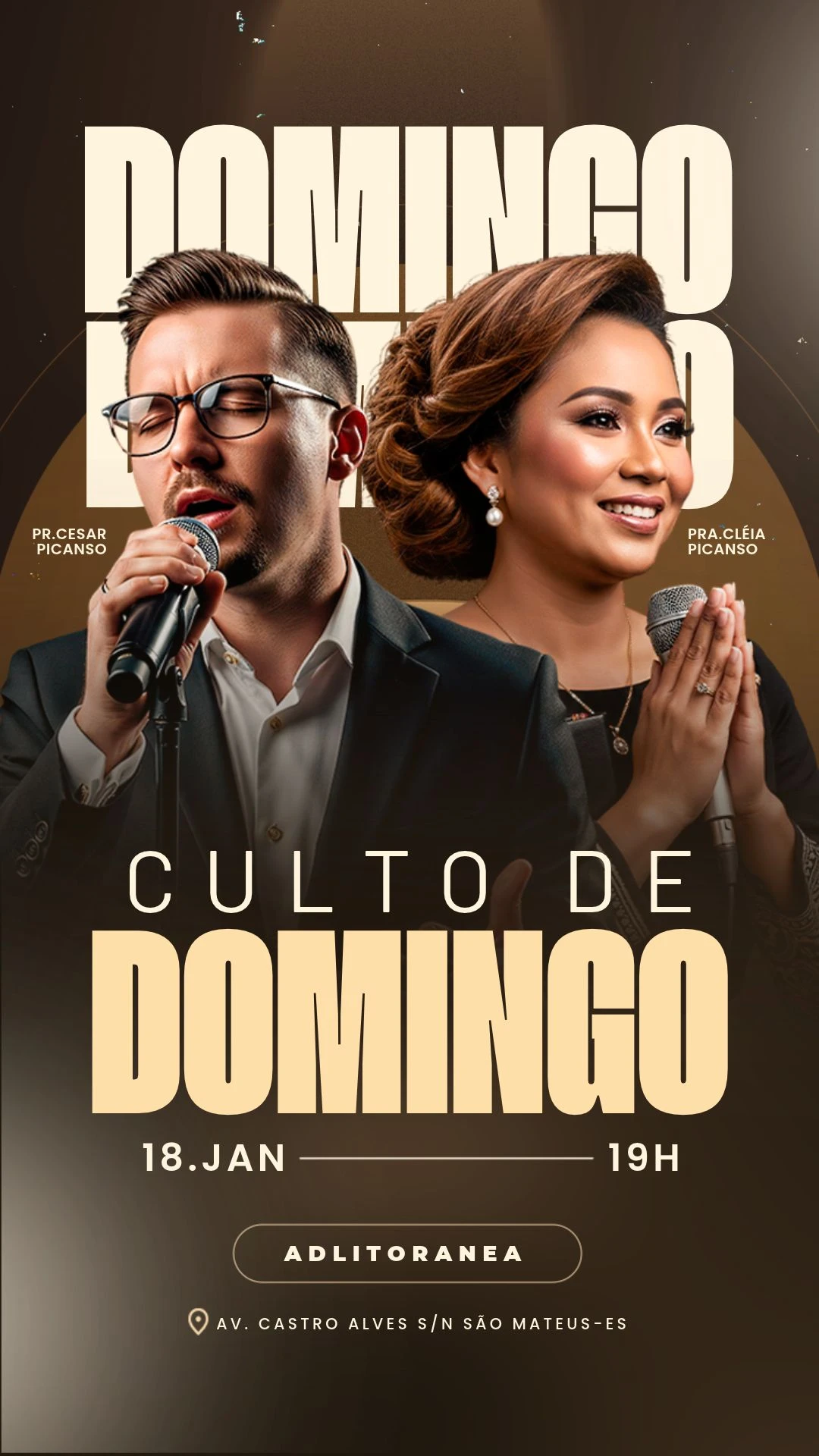 Domingo | Pr.Cesar | Eventos | Arte para Igreja Editável no Canva | Story