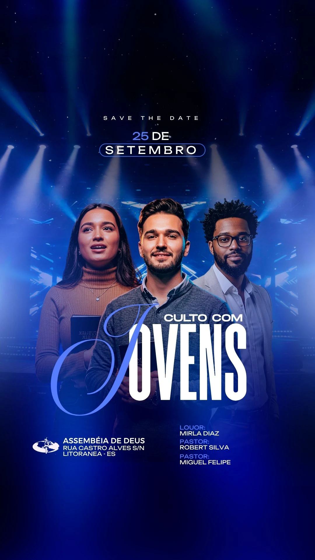 Culto com Jovens | Culto de Jovens | Arte para Igreja Editável no Canva | Story