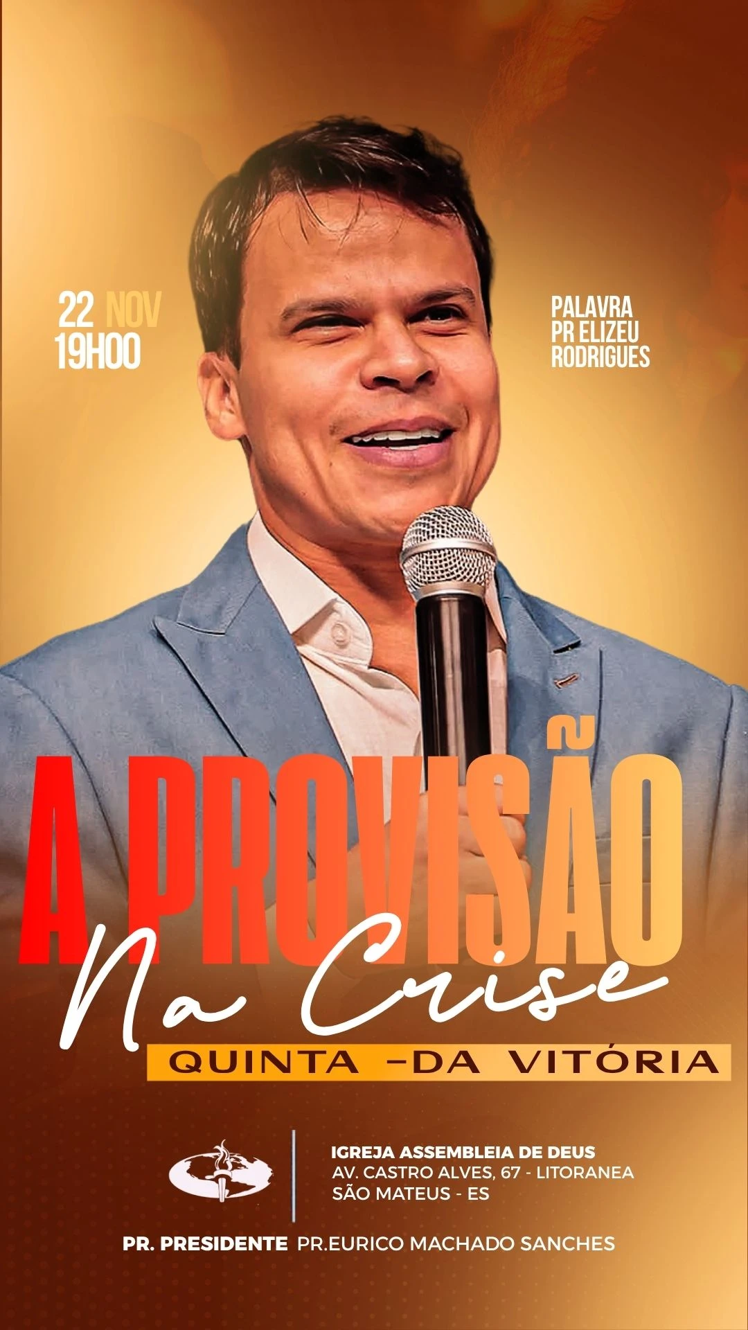 Provisão na Crise | Pr.Elizeu Rodrigues | Eventos | Arte para Igreja Editável no Canva | Story