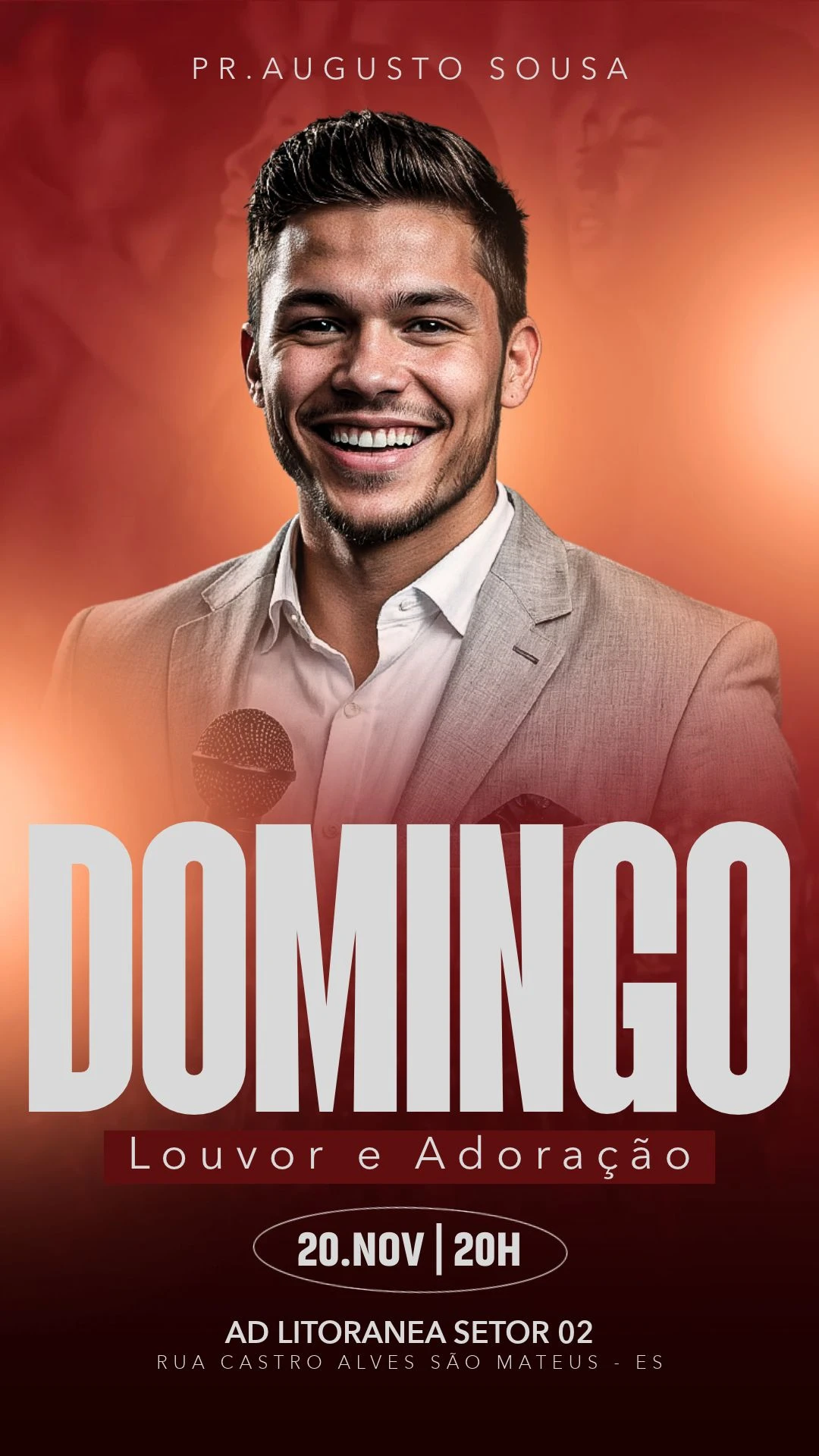 Domingo | Pr.Augusto Souza | Eventos | Arte para Igreja Editável no Canva | Story