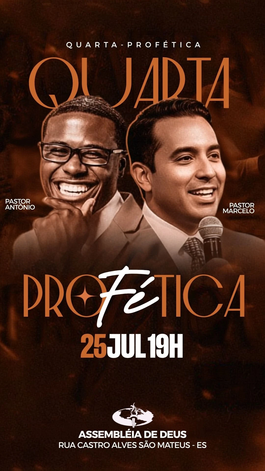 Pr.Marcelo Quarta Profética | Eventos | Arte para Igreja Editável no Canva | Story