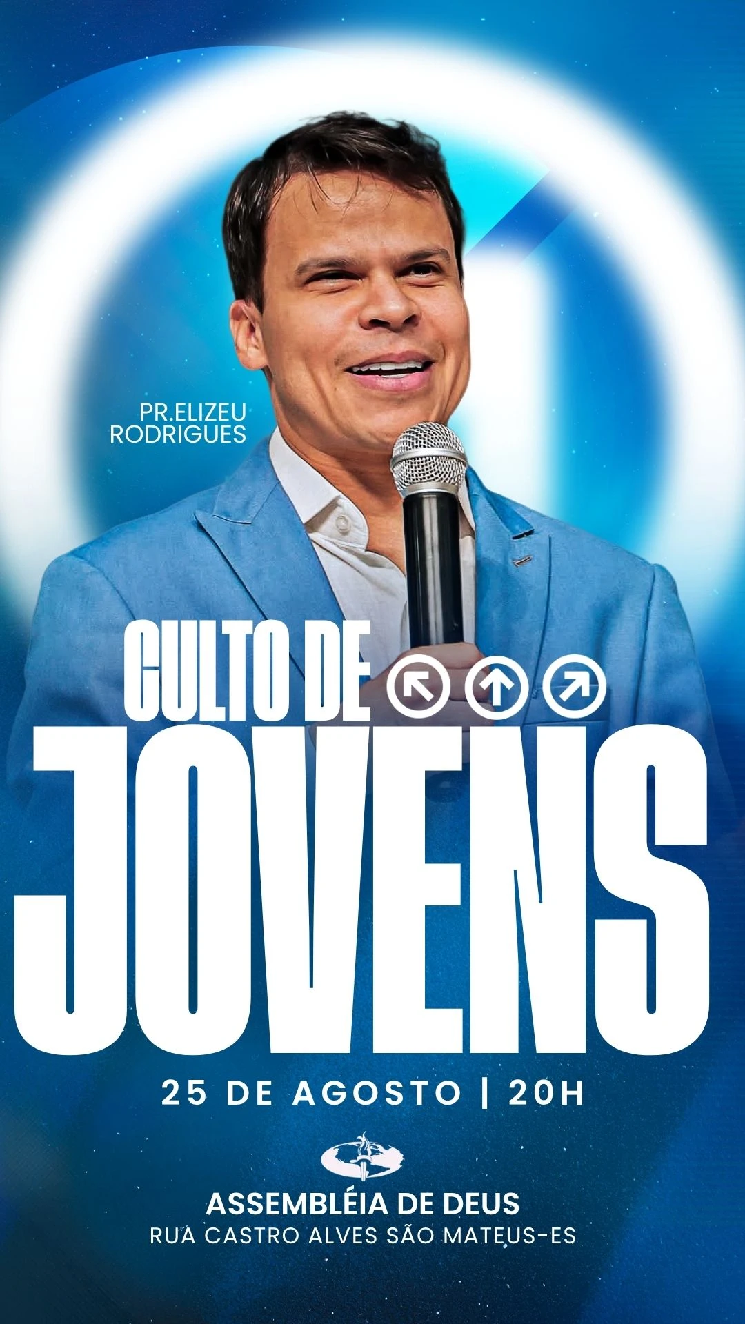 Pr.Elizeu Rodrigues | Culto de Jovens | Arte para Igreja Editável no Canva | Story
