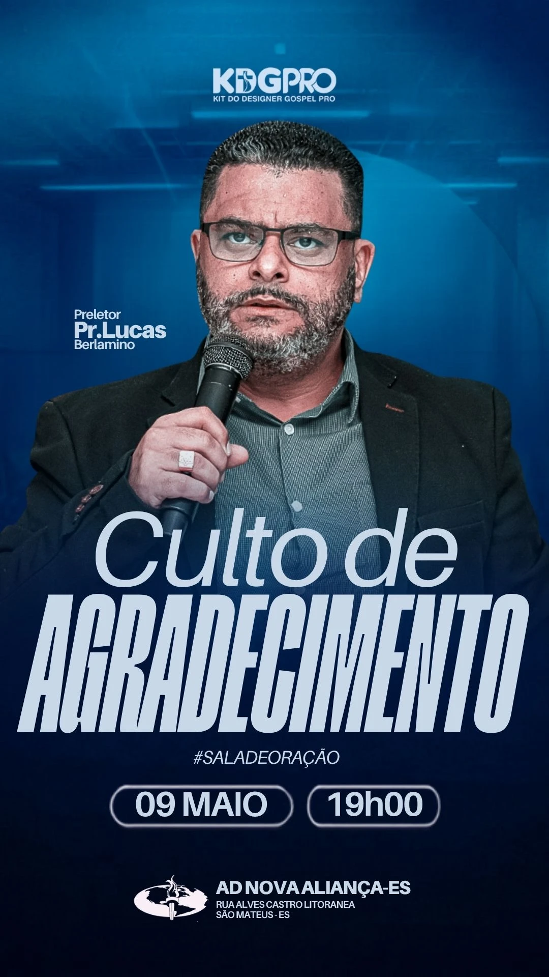 Culto de Agradecimento #saladeoração | Eventos | Arte para Igreja Editável no Canva | Story