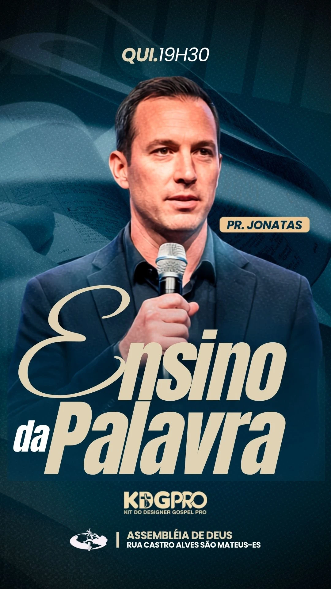 Ensino da Palavra Pr.Jonatas | Ensino Bíblico | Arte para Igreja Editável no Canva | Story