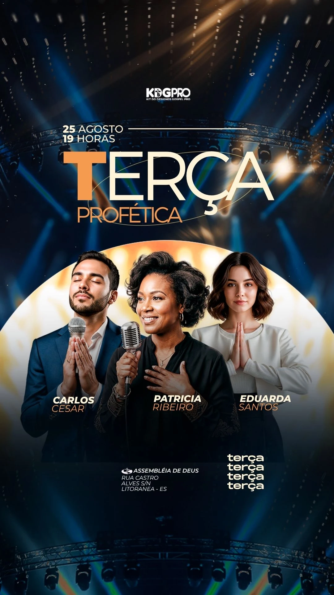 Terça Profética | Eventos | Arte para Igreja Editável no Canva | Story