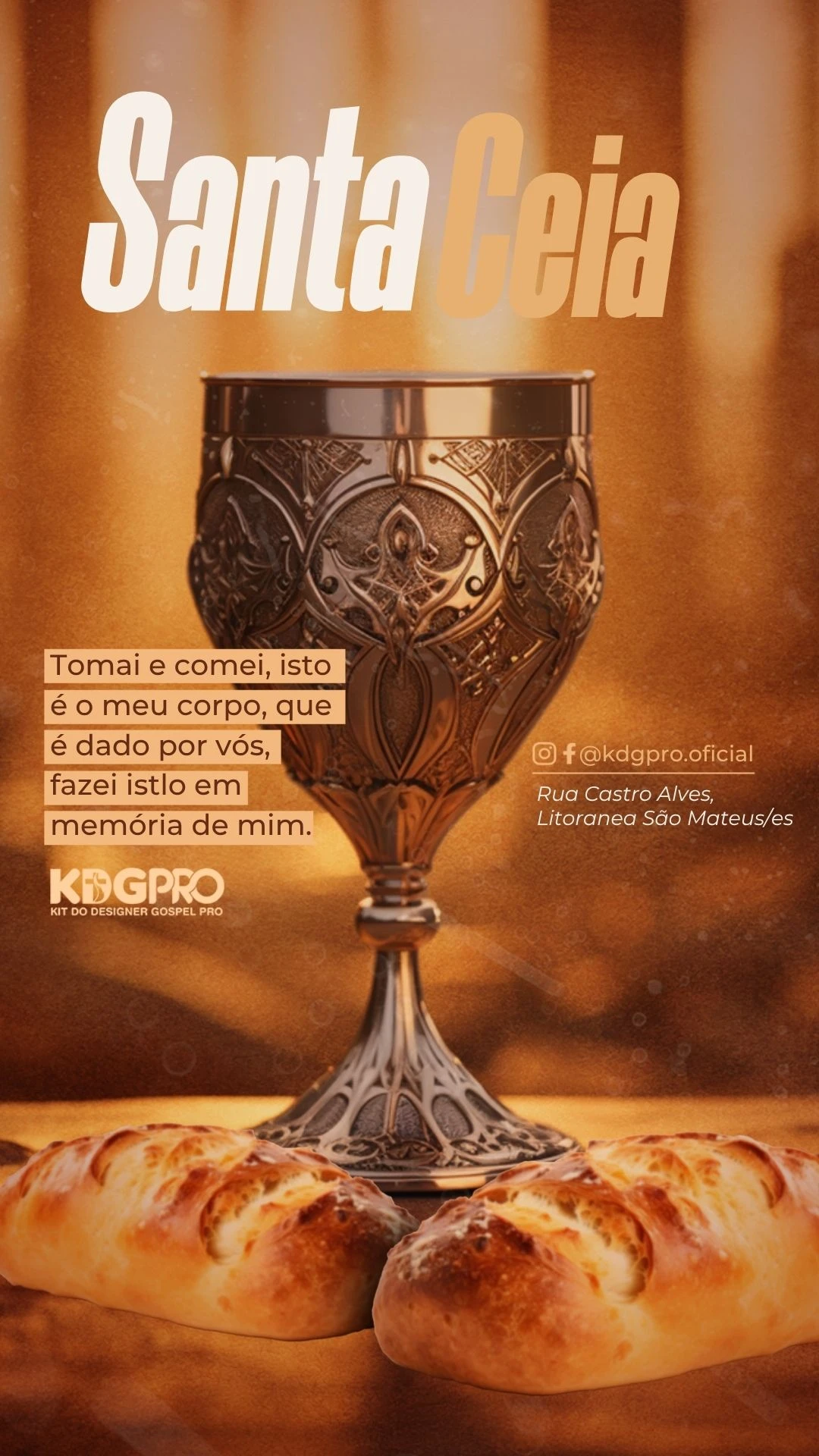 Santa Ceia KDGPRO | Culto de Ceia | Arte para Igreja Editável no Canva | Story