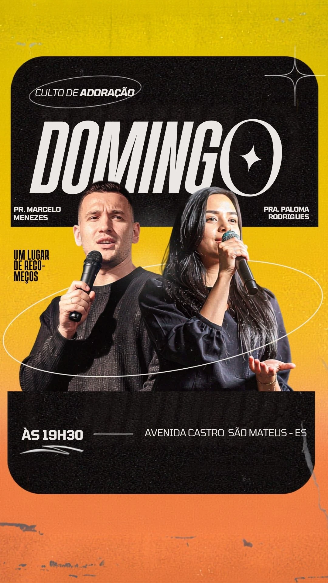 Domingo Culto de Adoração | Eventos | Arte para Igreja Editável no Canva | Story