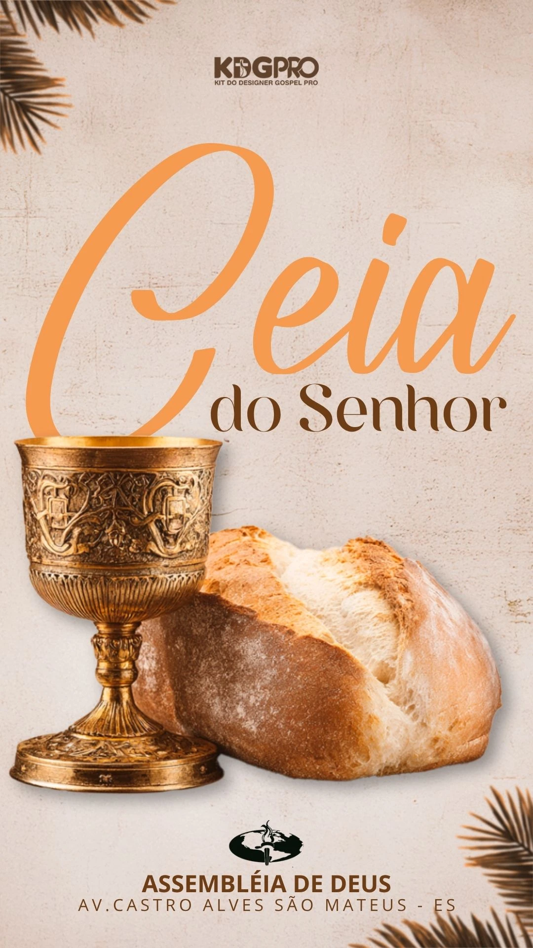 Ceia do Senhor 15 de Setembro | Culto de Ceia | Arte para Igreja Editável no Canva | Story
