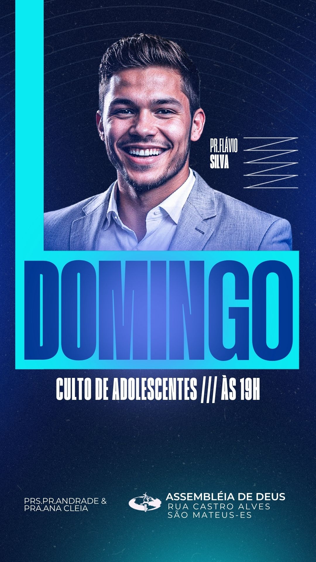 Culto de Jovens Pr.Flávio | Culto de Jovens | Arte para Igreja Editável no Canva | Story