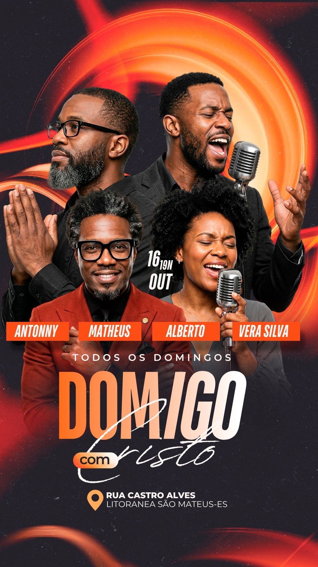Domingo com Cristo | Eventos | Arte para Igreja Editável no Canva | Story