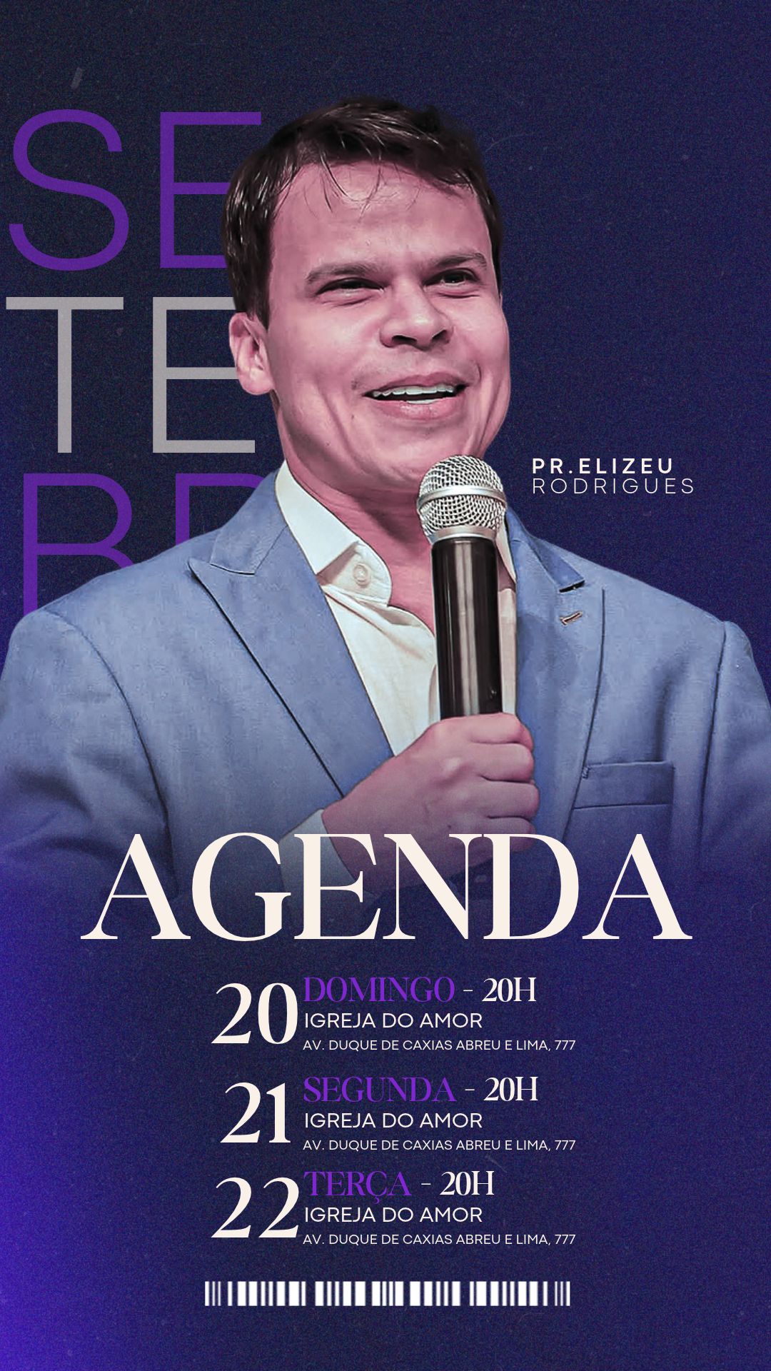 Agenda Mensal | Pr.Elizeu Rodrigues | Agendas | Arte para Igreja Editável no Canva | Story