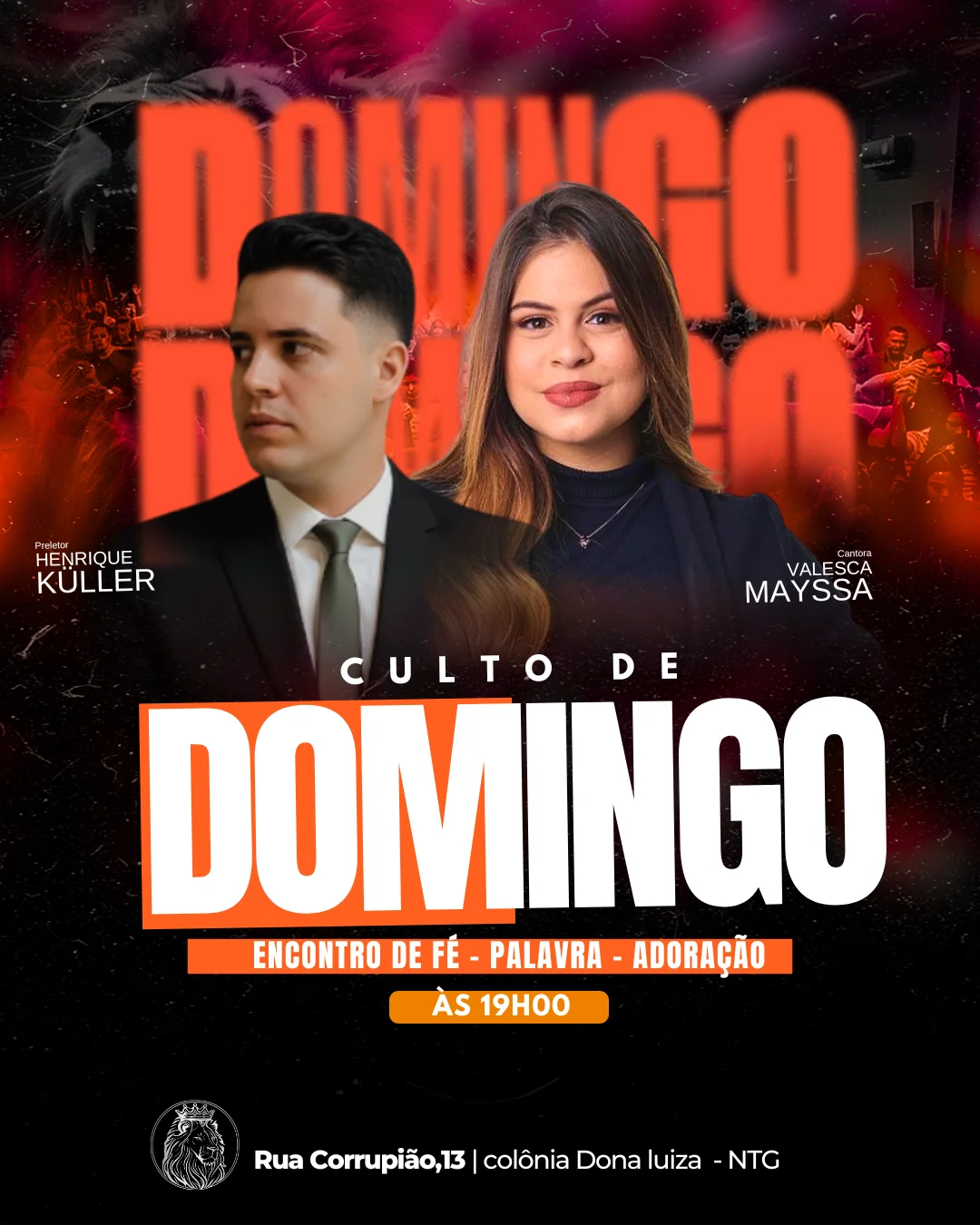 Culto de Domingo I Adoração | Outros temas | Arte para Igreja Editável no Canva | Cartaz