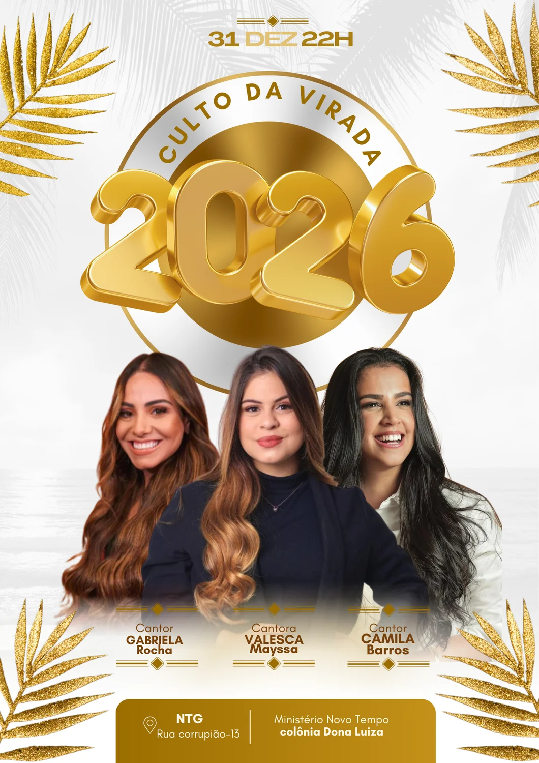 Ano Novo | Arte para Igreja Editável no Canva | Cartaz