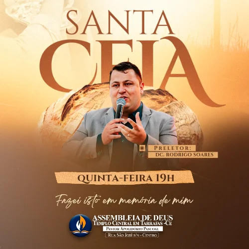 Culto de Ceia | Arte para Igreja Editável no Canva | Cartaz