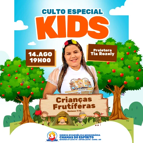 Culto Infantil | Arte para Igreja Editável no Canva | Cartaz
