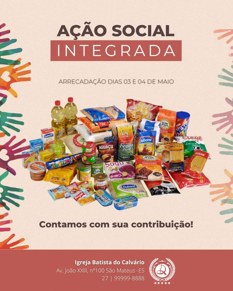 Ação Social Integrada | Ação Social | Arte para Igreja Editável no Canva | Cartaz Ação Social Integrada | Ação Social | Arte para Igreja Editável no Canva | Cartaz