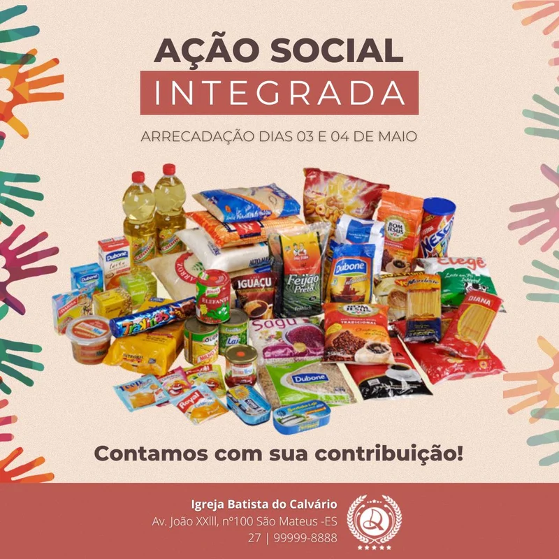 Ação Social Integrada | Ação Social | Arte para Igreja Editável no Canva | Feed Ação Social Integrada | Ação Social | Arte para Igreja Editável no Canva | Feed