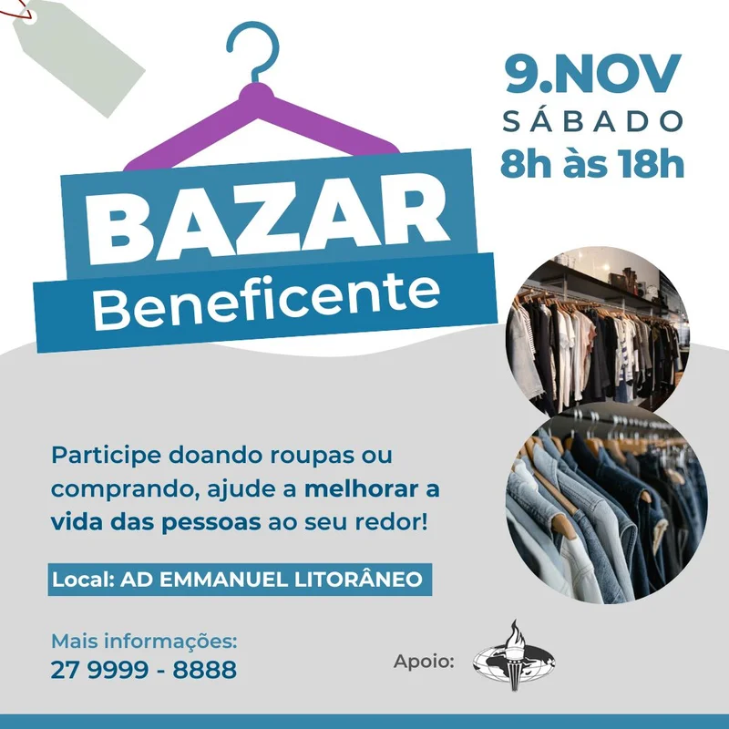 Bazar Beneficente | Ação Social | Arte para Igreja Editável no Canva | Feed Bazar Beneficente | Ação Social | Arte para Igreja Editável no Canva | Feed
