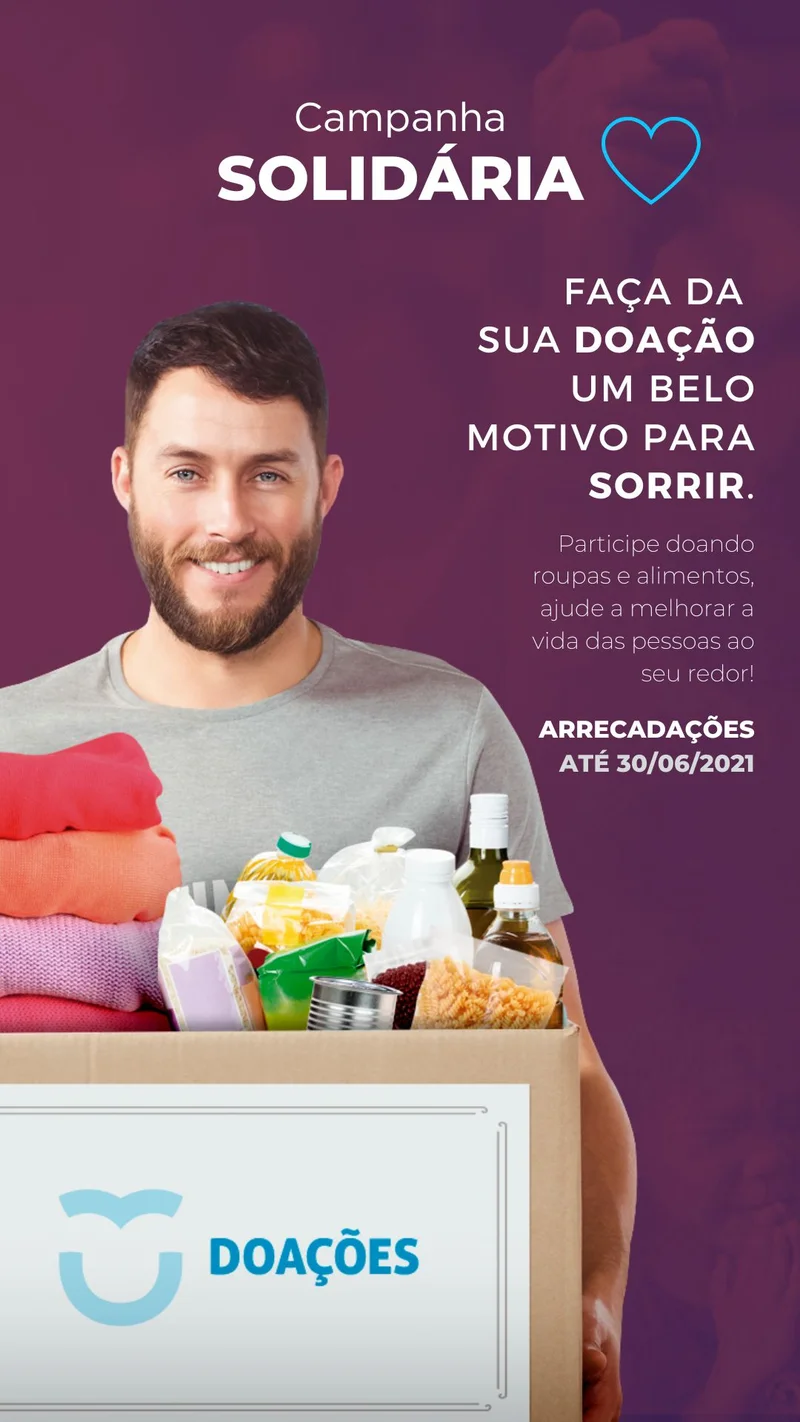 Campanha Solidária | Ação Social | Arte para Igreja Editável no Canva | Story