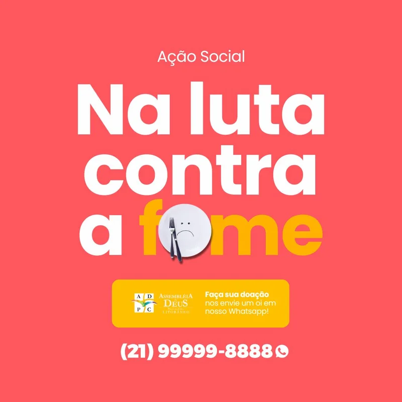 Ação Social – Na Luta Contra a Fome | Ação Social | Arte para Igreja Editável no Canva | Feed Ação Social – Na Luta Contra a Fome | Ação Social | Arte para Igreja Editável no Canva | Feed