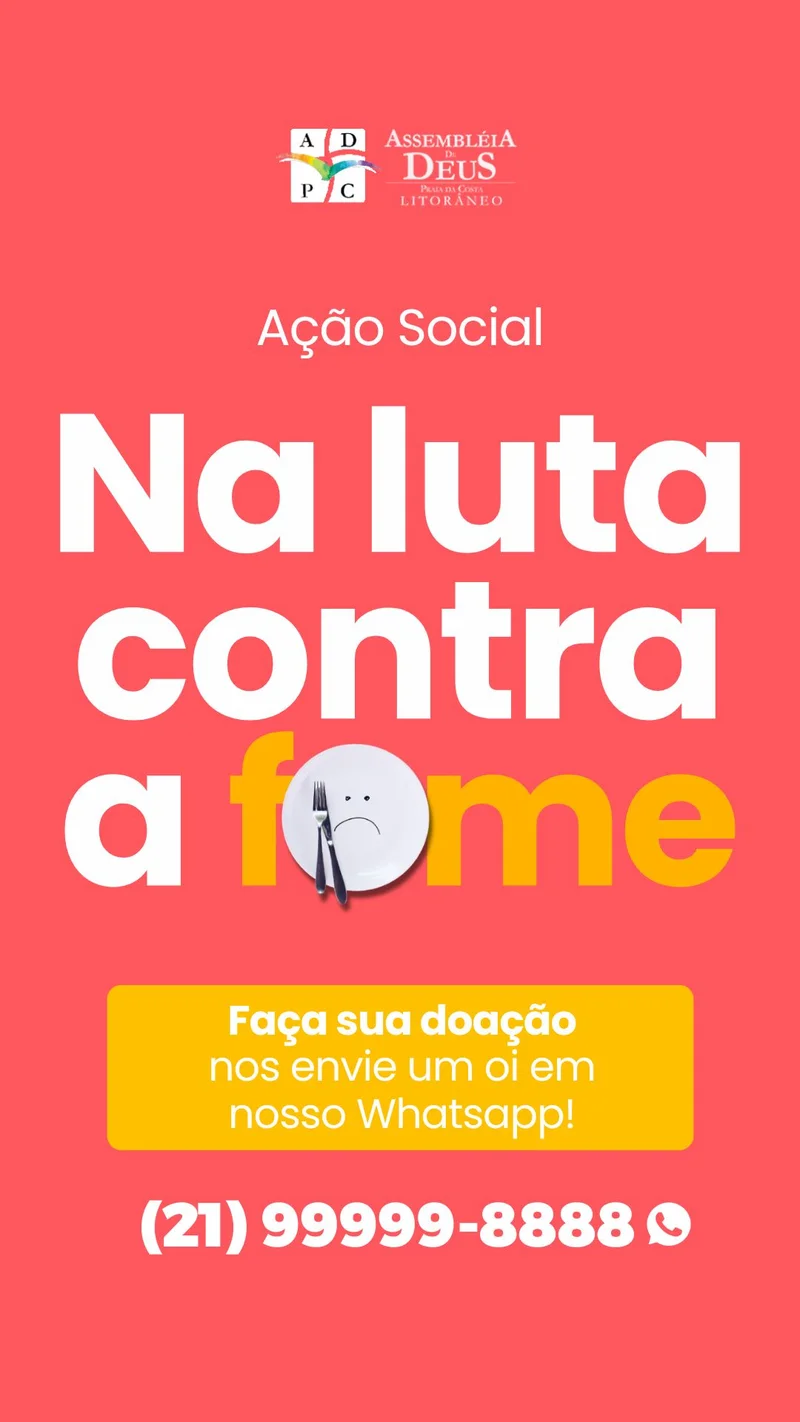 Ação Social – Na Luta Contra a Fome | Ação Social | Arte para Igreja Editável no Canva | Story
