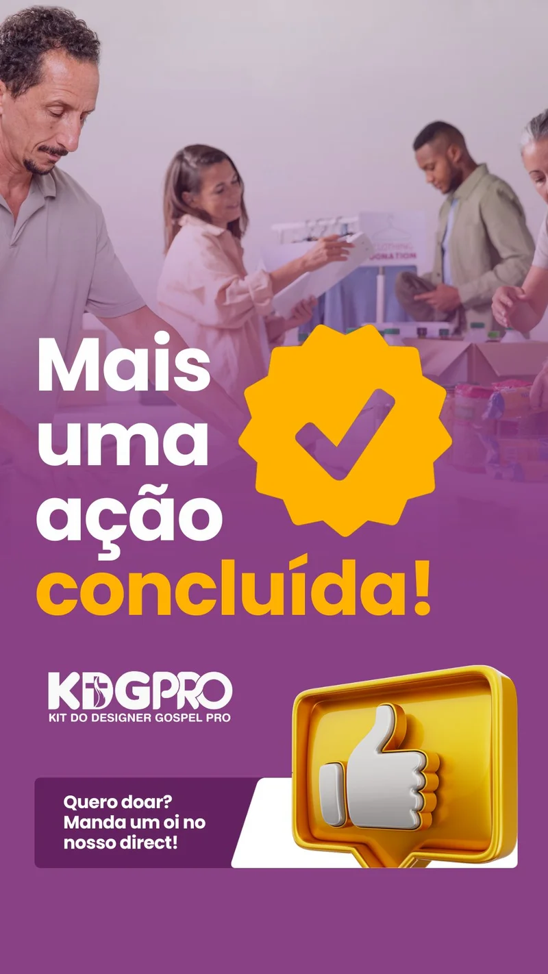 Mais uma Ação Concluída | Ação Social | Arte para Igreja Editável no Canva | Story