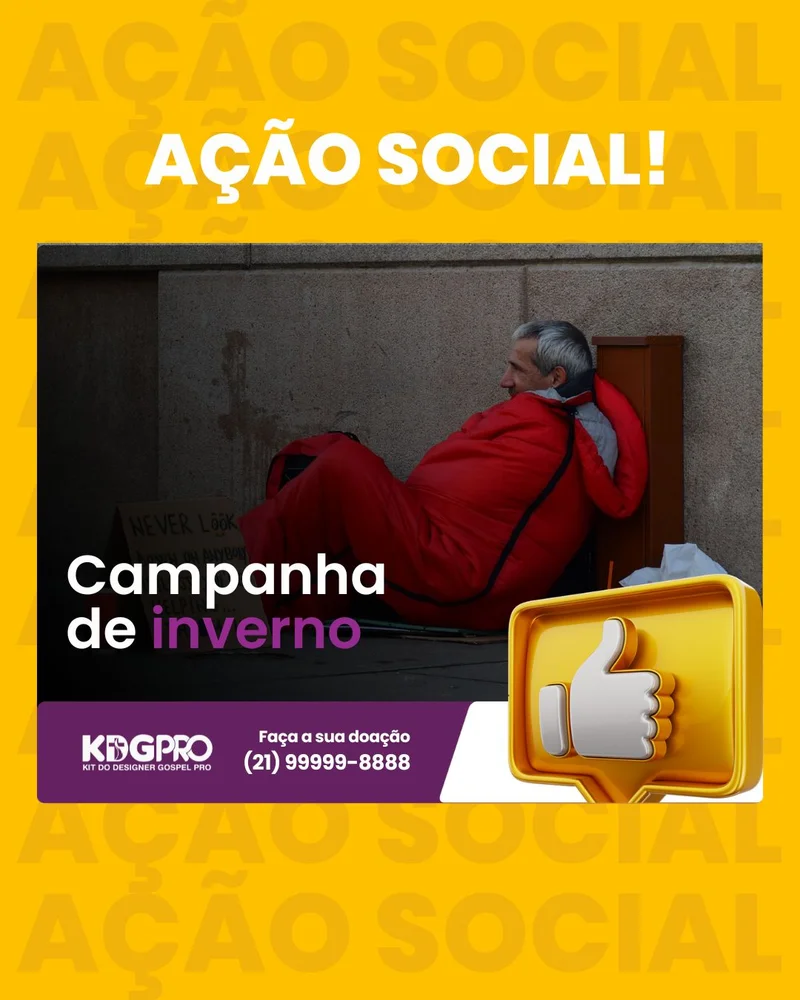 Campanha de Inverno | Ação Social | Arte para Igreja Editável no Canva | Cartaz