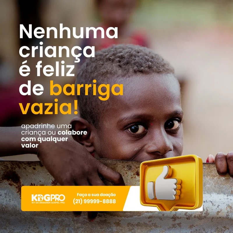 Nenhuma Criança é Feliz de Barriga Vazia | Ação Social | Arte para Igreja Editável no Canva | Feed Nenhuma Criança é Feliz de Barriga Vazia | Ação Social | Arte para Igreja Editável no Canva | Feed