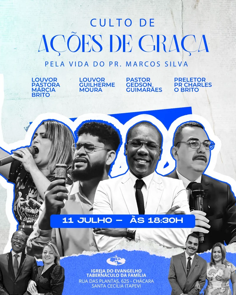 Culto de Ações de Graça | Ação Social | Arte para Igreja Editável no Canva | Cartaz