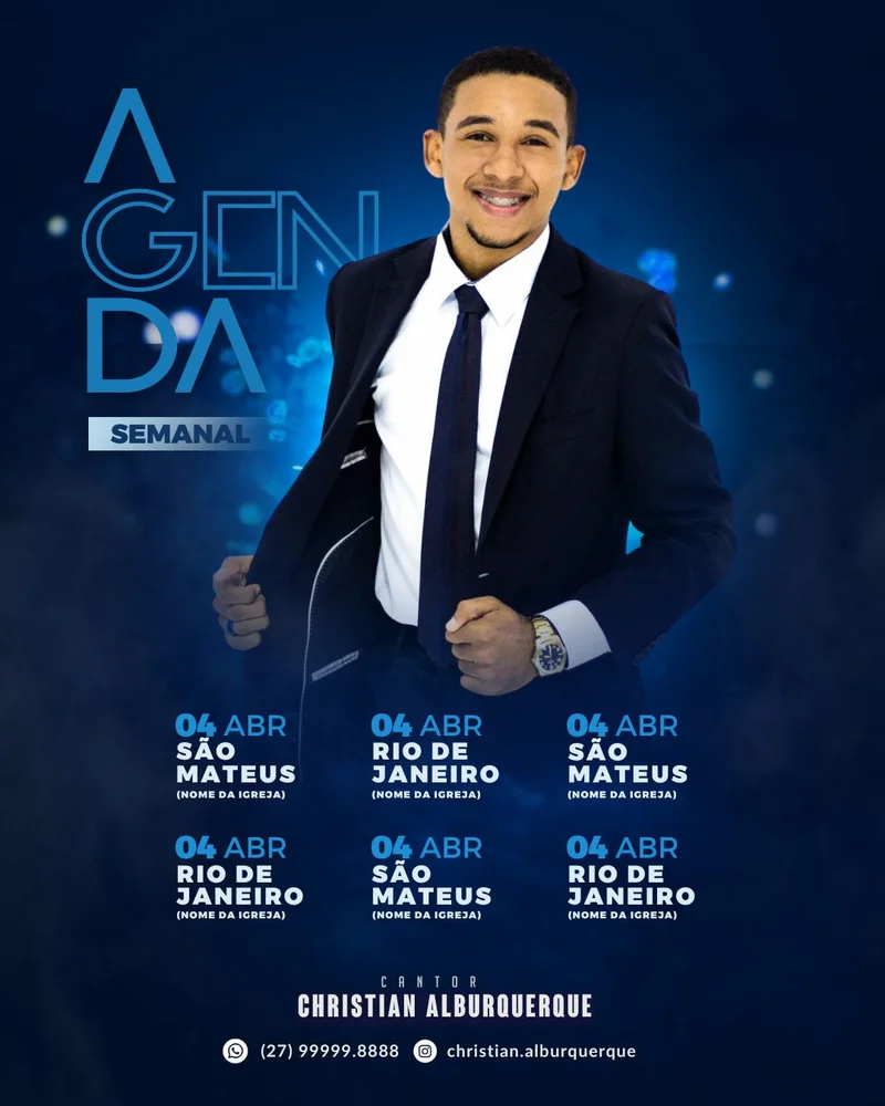 Agenda Semanal – Preletor | Agendas | Arte para Igreja Editável no Canva | Cartaz Agenda Semanal – Preletor | Agendas | Arte para Igreja Editável no Canva | Cartaz