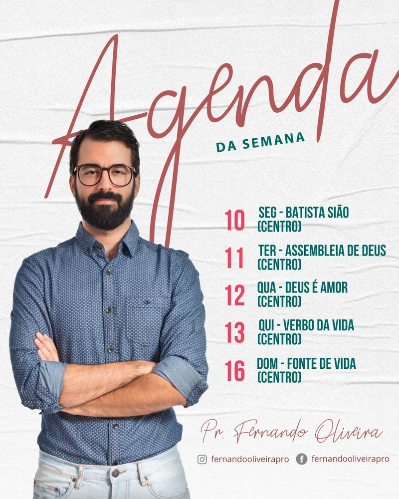Agenda da Semana | Agendas | Arte para Igreja Editável no Canva | Cartaz Agenda da Semana | Agendas | Arte para Igreja Editável no Canva | Cartaz
