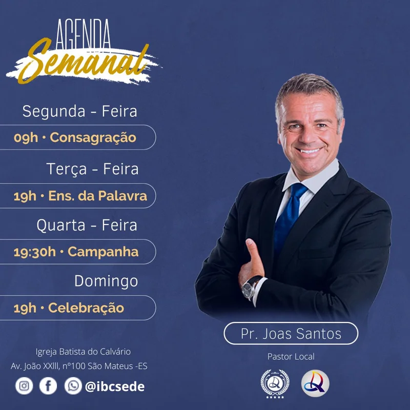 Agenda Semanal Igreja Batista do Calvário | Agendas | Arte para Igreja Editável no Canva | Feed Agenda Semanal Igreja Batista do Calvário | Agendas | Arte para Igreja Editável no Canva | Feed