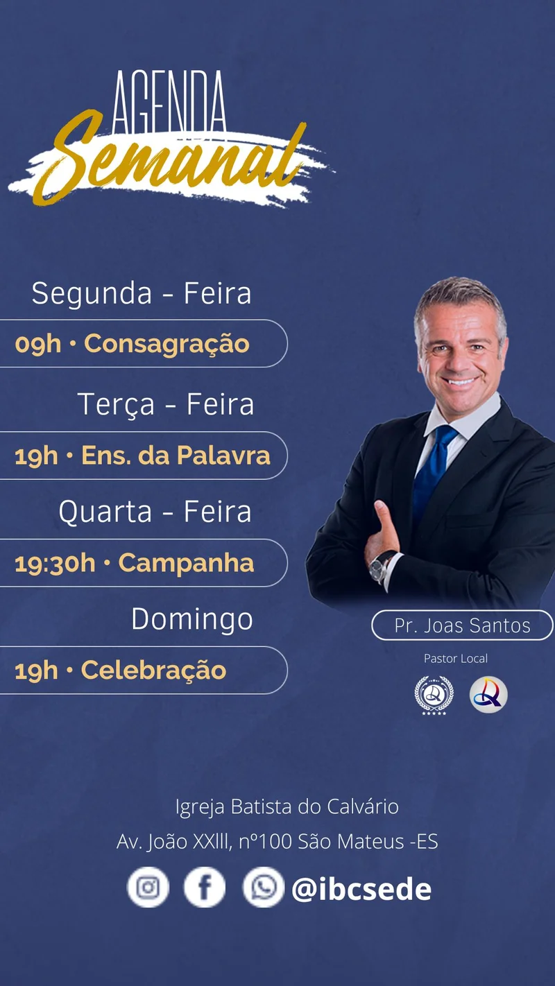 Agenda Semanal Igreja Batista do Calvário | Agendas | Arte para Igreja Editável no Canva | Story Agenda Semanal Igreja Batista do Calvário | Agendas | Arte para Igreja Editável no Canva | Story