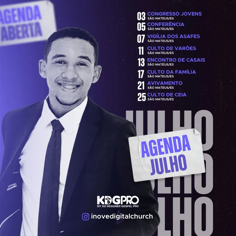 Agenda da Igreja – Congresso Jovens Casais Avivamento | Agendas | Arte para Igreja Editável no Canva | Feed Agenda da Igreja – Congresso Jovens Casais Avivamento | Agendas | Arte para Igreja Editável no Canva | Feed