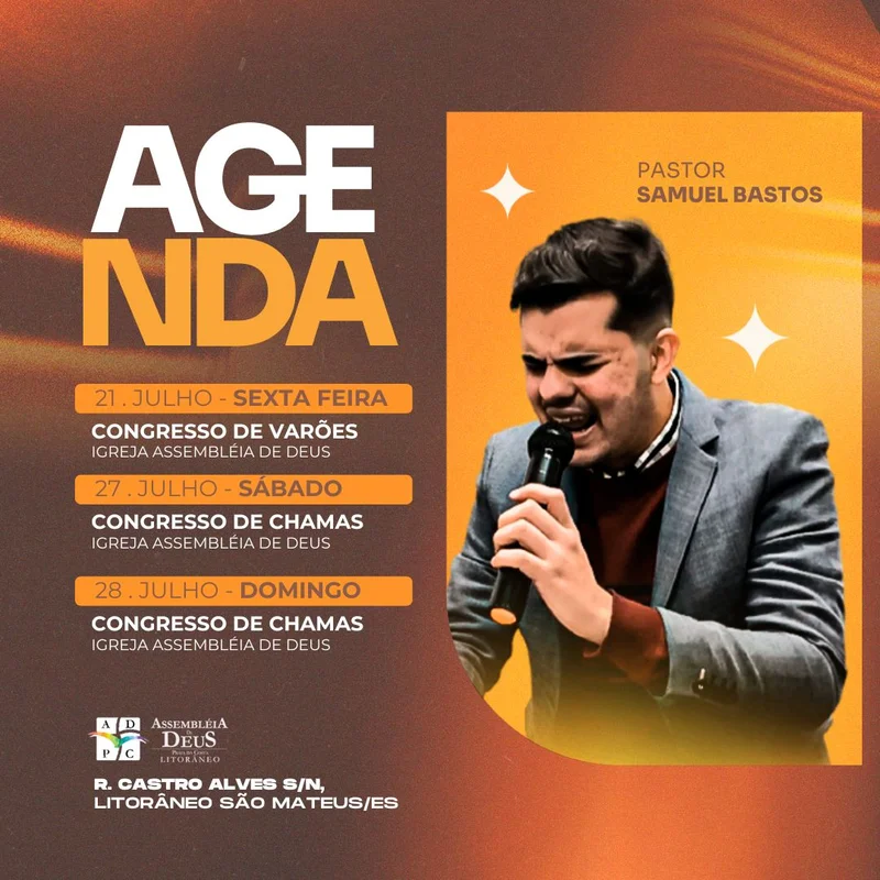 Agenda da Igreja – Julho Congresso Varões Chamas | Agendas | Arte para Igreja Editável no Canva | Feed Agenda da Igreja – Julho Congresso Varões Chamas | Agendas | Arte para Igreja Editável no Canva | Feed