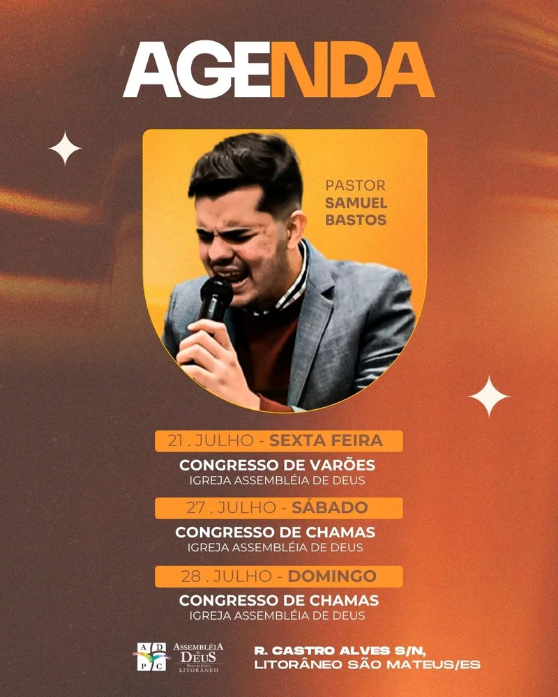 Agenda da Igreja – Julho Congresso Varões Chamas | Agendas | Arte para Igreja Editável no Canva | Cartaz Agenda da Igreja – Julho Congresso Varões Chamas | Agendas | Arte para Igreja Editável no Canva | Cartaz
