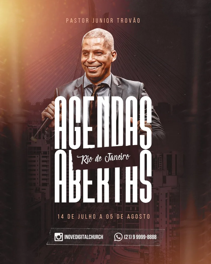 Agenda da Igreja – Pastor Junior Trovão Agendas | Agendas | Arte para Igreja Editável no Canva | Cartaz Agenda da Igreja – Pastor Junior Trovão Agendas | Agendas | Arte para Igreja Editável no Canva | Cartaz